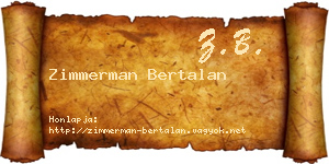 Zimmerman Bertalan névjegykártya
